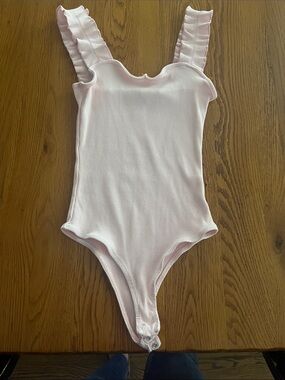 Women’s Pink Bodysuit with Ruffle Straps